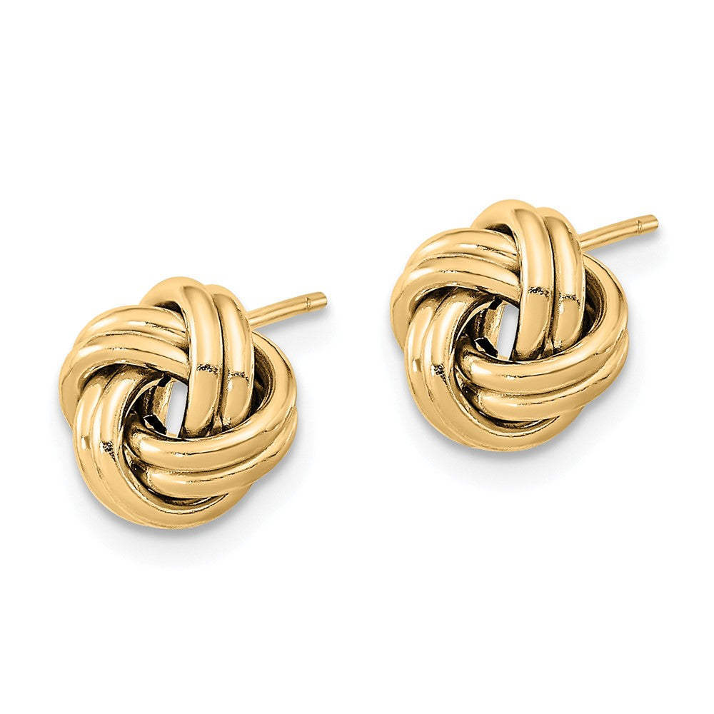 14K Gelbgold Poliert Doppelt Liebe Knoten Ohrstecker