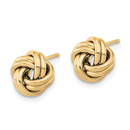 14K Gelbgold Poliert Doppelt Liebe Knoten Ohrstecker