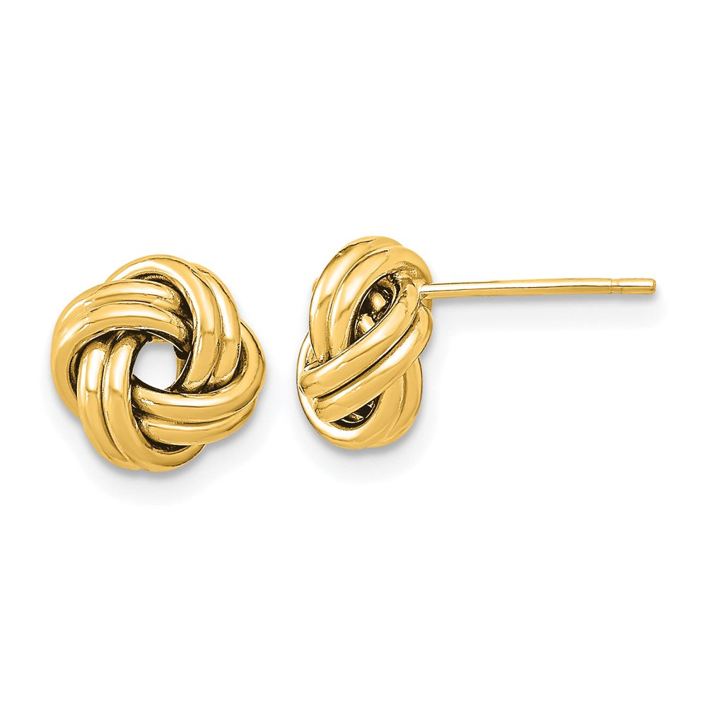 14K Gelbgold Poliert Doppelt Liebe Knoten Ohrstecker