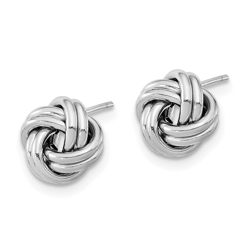 14K Weißgold Poliert Doppelt Liebe Knoten Ohrstecker