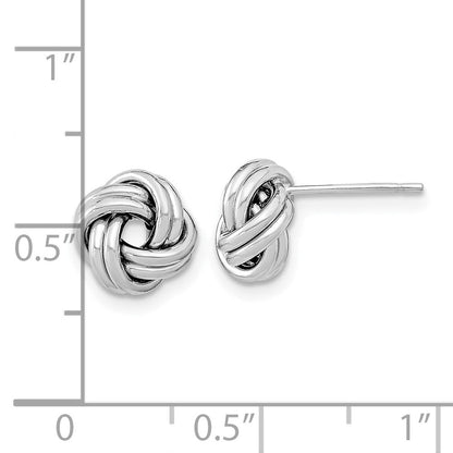 14K Weißgold Poliert Doppelt Liebe Knoten Ohrstecker