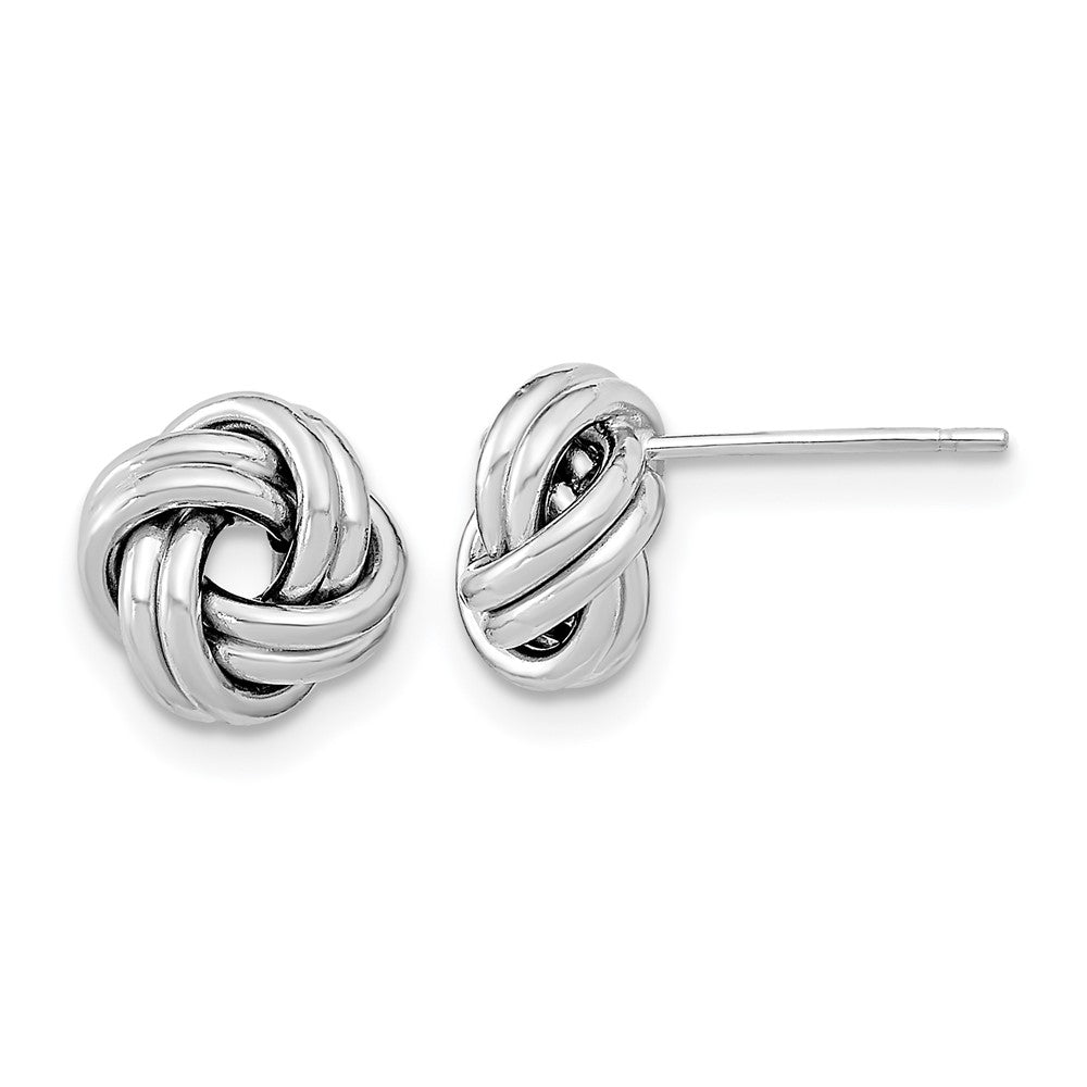14K Weißgold Poliert Doppelt Liebe Knoten Ohrstecker