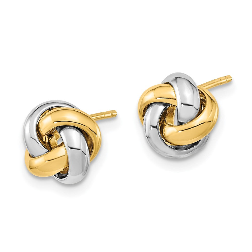 14K Bicolor Poliert Liebe Knoten Ohrstecker