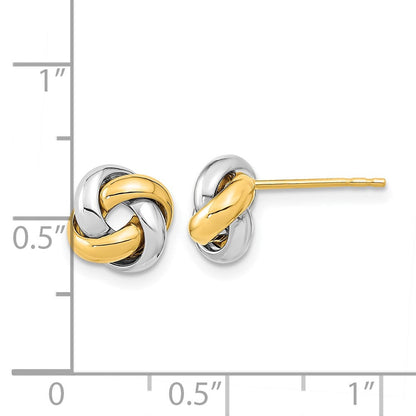 14K Bicolor Poliert Liebe Knoten Ohrstecker