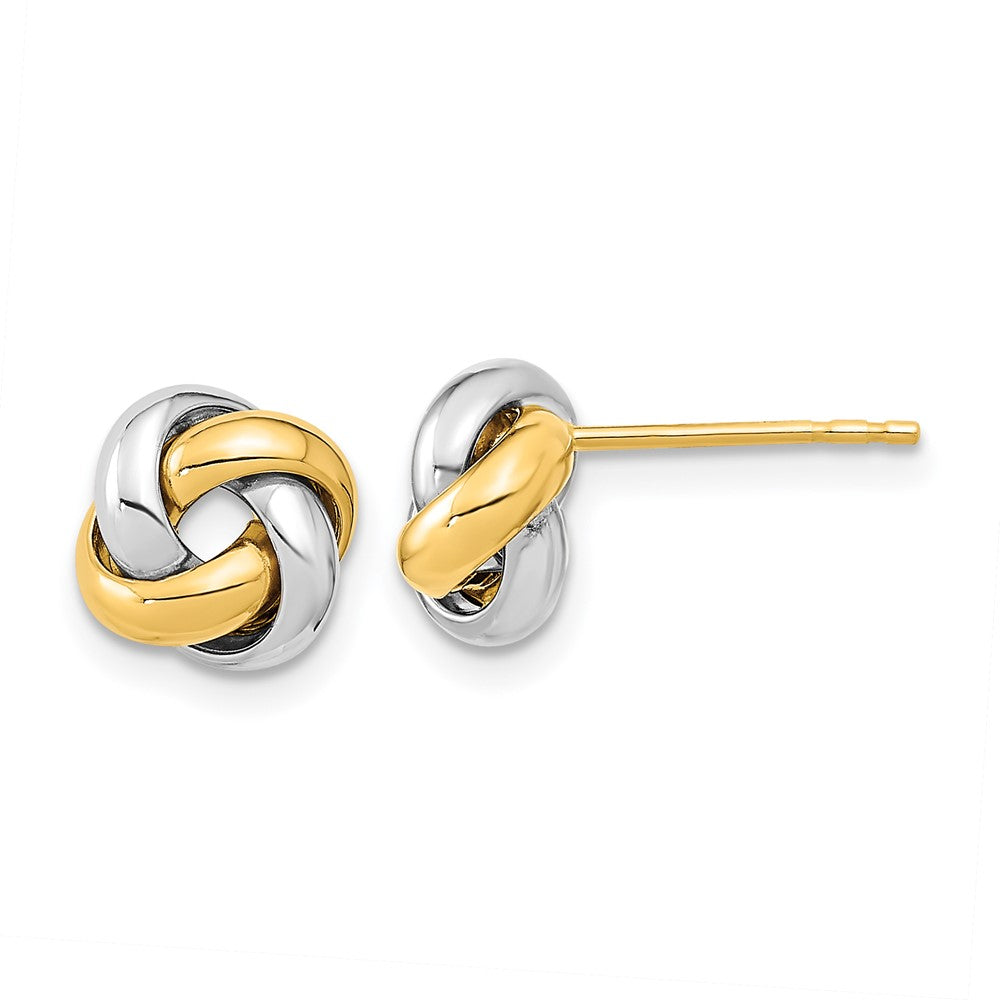 14K Bicolor Poliert Liebe Knoten Ohrstecker
