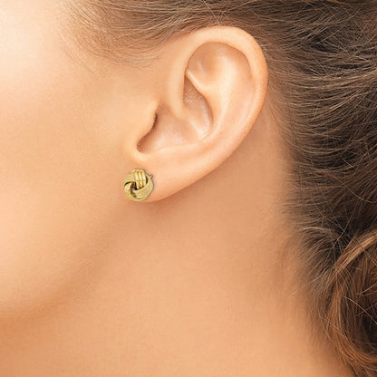 14K Gelbgold Poliert Strukturiert Dreifach Liebe Knoten Ohrstecker