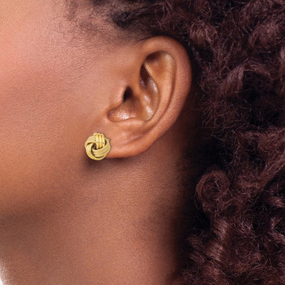 14K Gelbgold Poliert Strukturiert Dreifach Liebe Knoten Ohrstecker