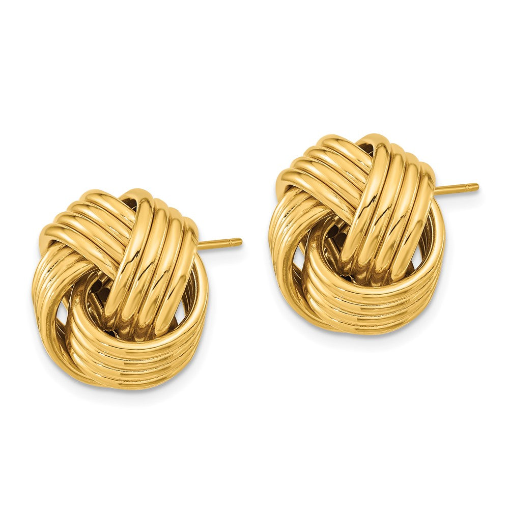 14K Gelbgold Poliert Liebe Knoten Ohrstecker