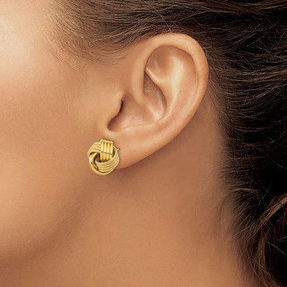 14K Gelbgold Poliert Strukturiert Liebe Knoten Ohrstecker