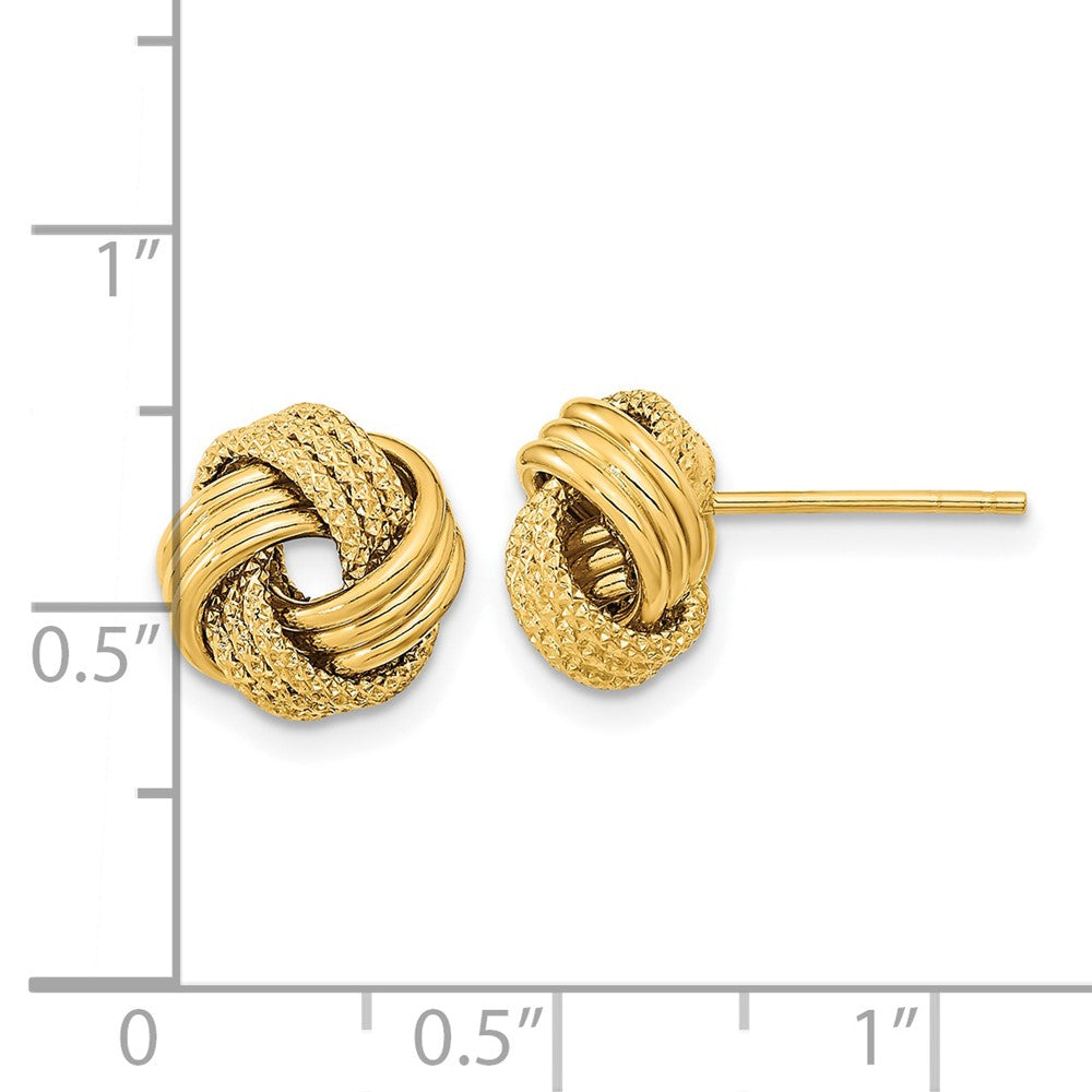 14K Gelbgold Poliert Strukturiert Liebe Knoten Ohrstecker