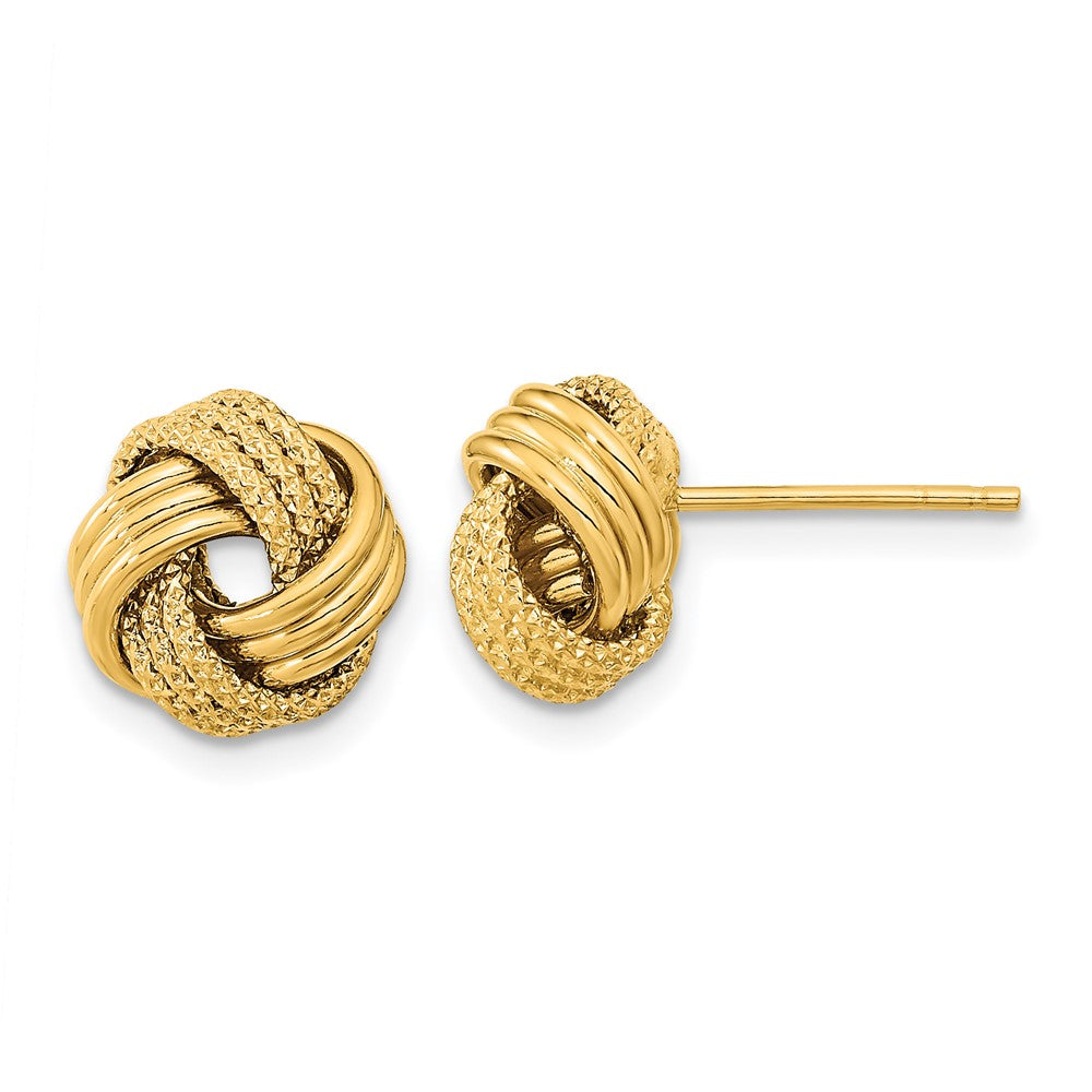 14K Gelbgold Poliert Strukturiert Liebe Knoten Ohrstecker