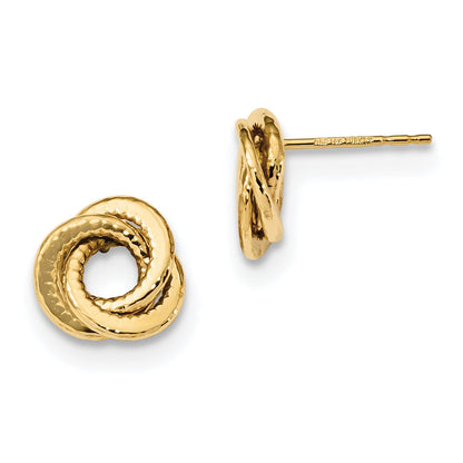 14K Gelbgold Poliert Liebe Knoten Ohrstecker