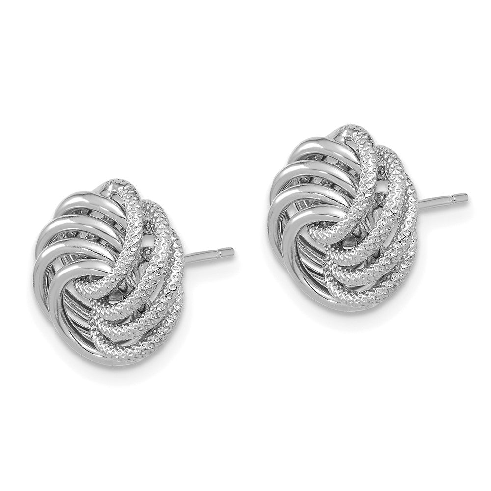 14K Weißgold Poliert Strukturiert Fantasie Wirbel Ohrstecker