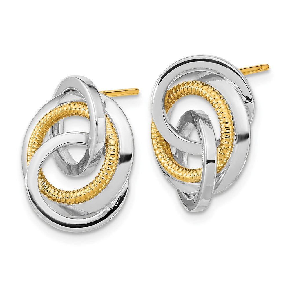 14K Bicolor Poliert & Strukturiert Ohrstecker