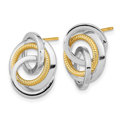 14K Bicolor Poliert & Strukturiert Ohrstecker