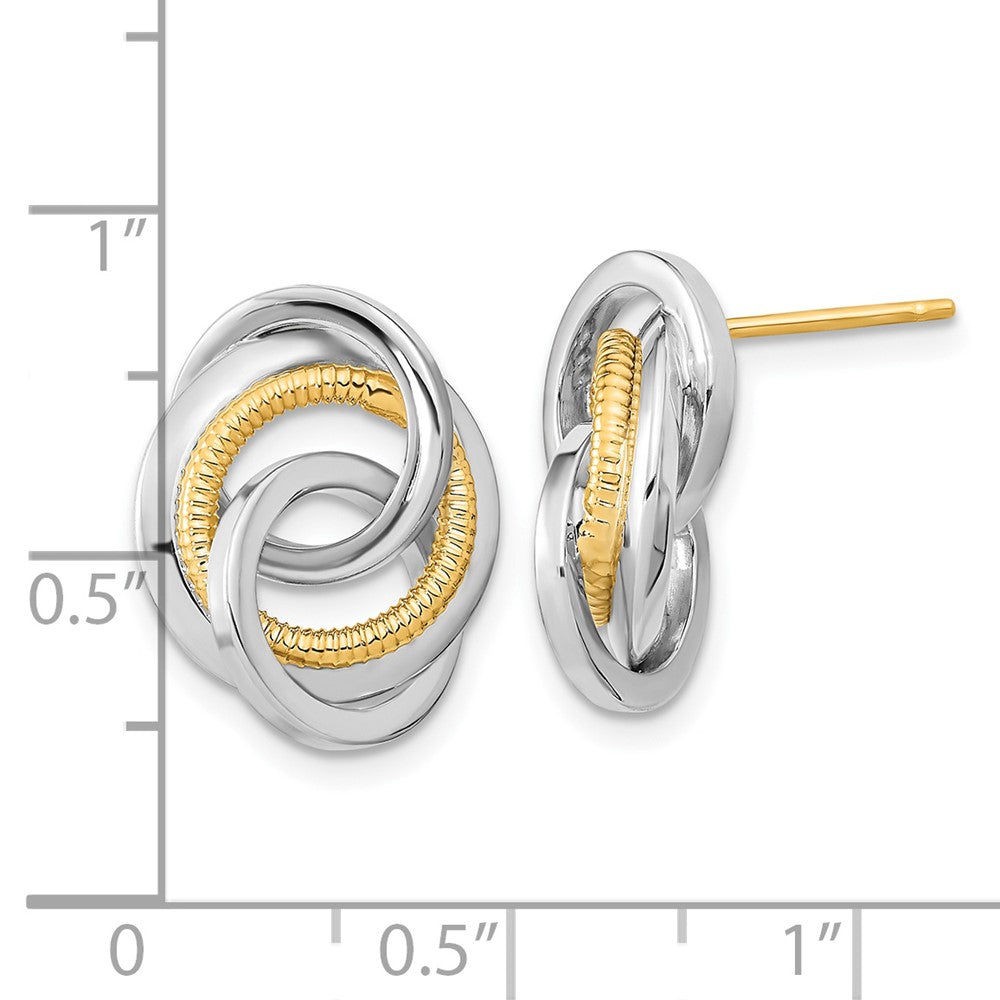 14K Bicolor Poliert & Strukturiert Ohrstecker