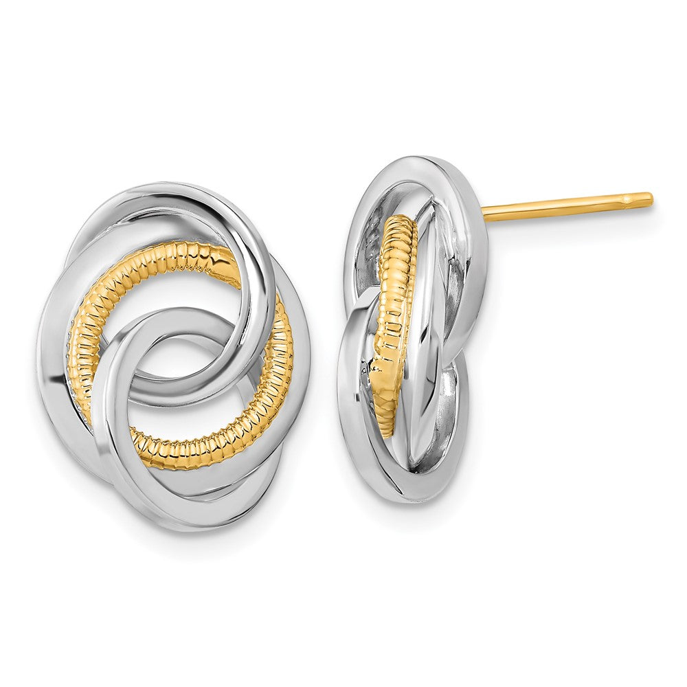 14K Bicolor Poliert & Strukturiert Ohrstecker