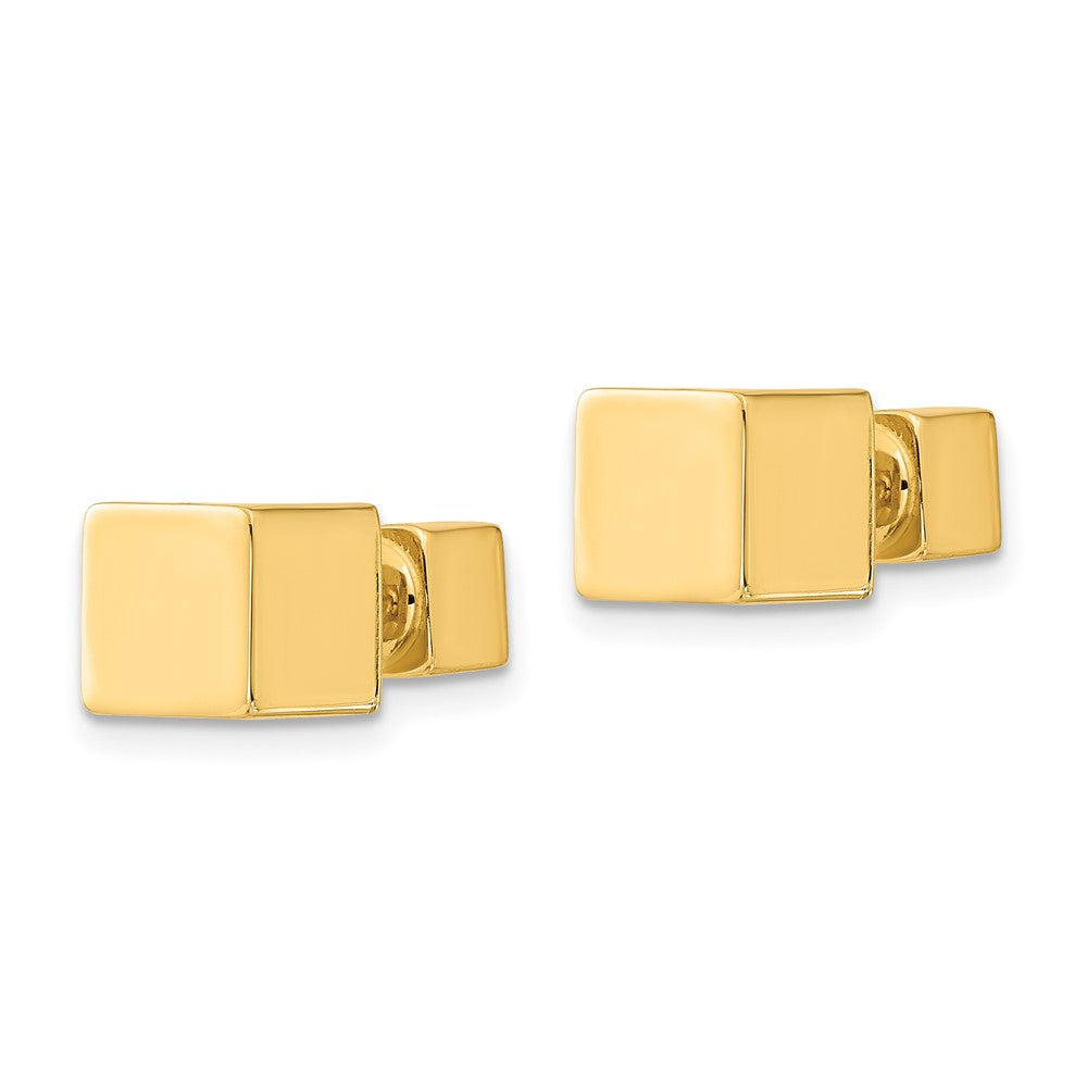 14K Gelbgold 5mm/7mm Cube Vorderseite & Rückseite Stecker Schraubverschluss Ohrringe