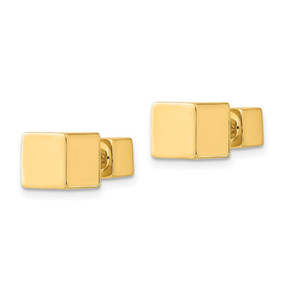 14K Gelbgold 5mm/7mm Cube Vorderseite & Rückseite Stecker Schraubverschluss Ohrringe
