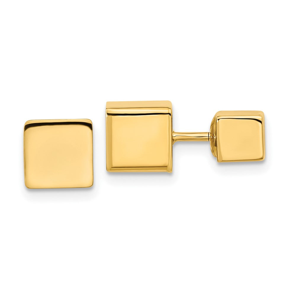 14K Gelbgold 5mm/7mm Cube Vorderseite & Rückseite Stecker Schraubverschluss Ohrringe