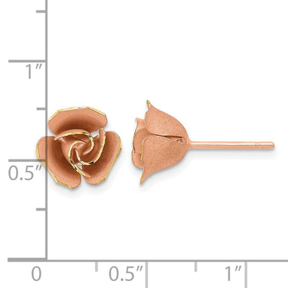 14K Gelb & Rhodium mit Rose Satiniert Finish Diamantiert Ohrstecker