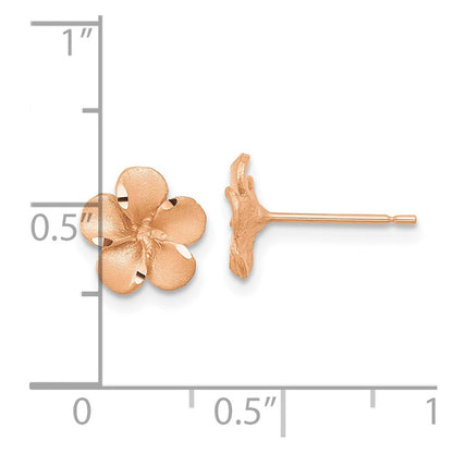 14K Gelb & Rhodium Rose Diamantiert Plumeria mit Gold Ohrstecker