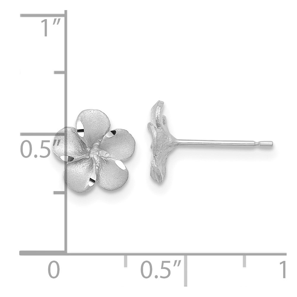 14K Weißgold Satiniert Diamantiert Plumeria Ohrstecker