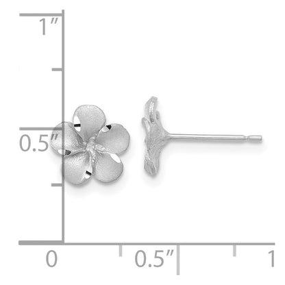 14K Weißgold Satiniert Diamantiert Plumeria Ohrstecker
