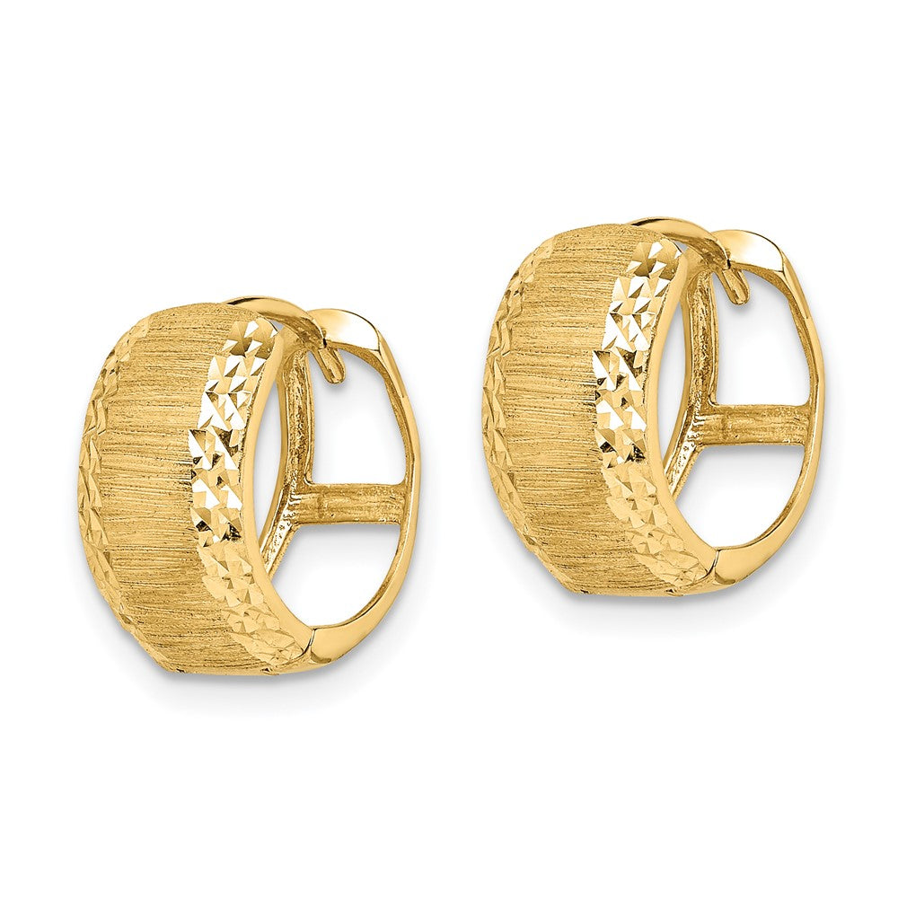 14K Gelbgold Diamantiert und Strukturiert Creolen