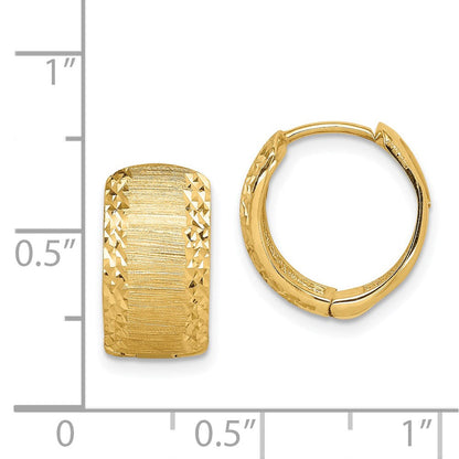 14K Gelbgold Diamantiert und Strukturiert Creolen