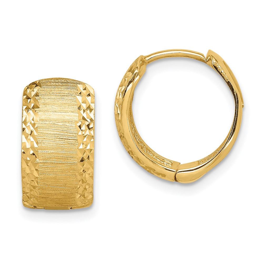 14K Gelbgold Diamantiert und Strukturiert Creolen