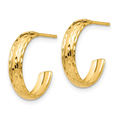 14K Gelbgold Diamantiert 3mm J- Creolen