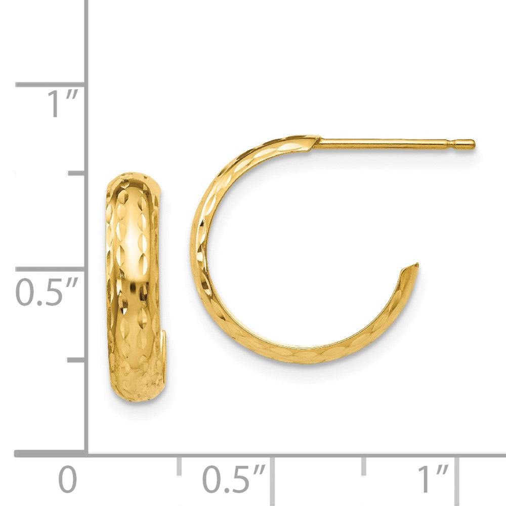 14K Gelbgold Diamantiert 3mm J- Creolen