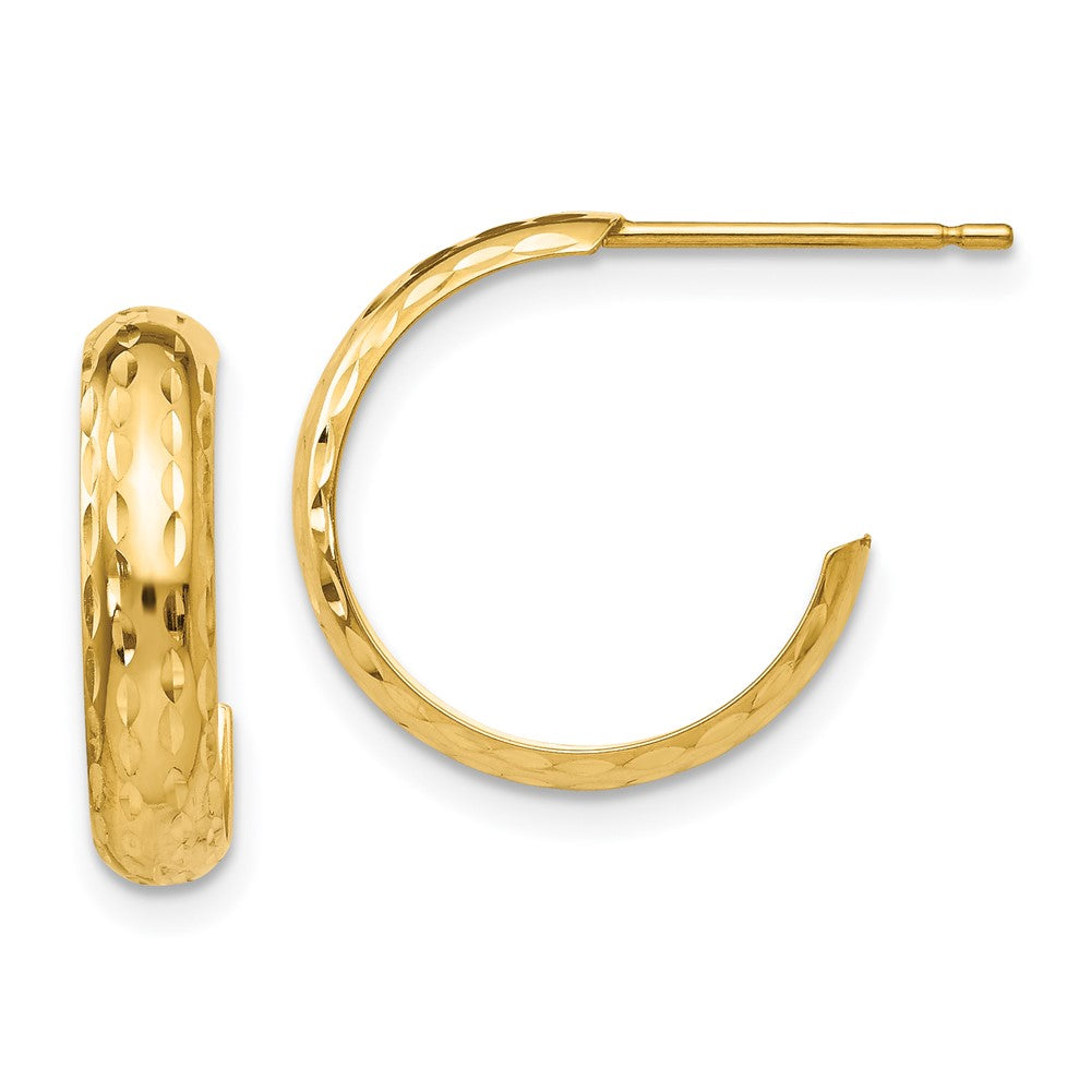 14K Gelbgold Diamantiert 3mm J- Creolen