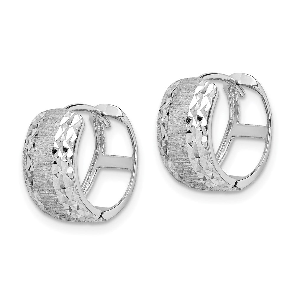 14K Weißgold Diamantiert Strukturiert Creolen