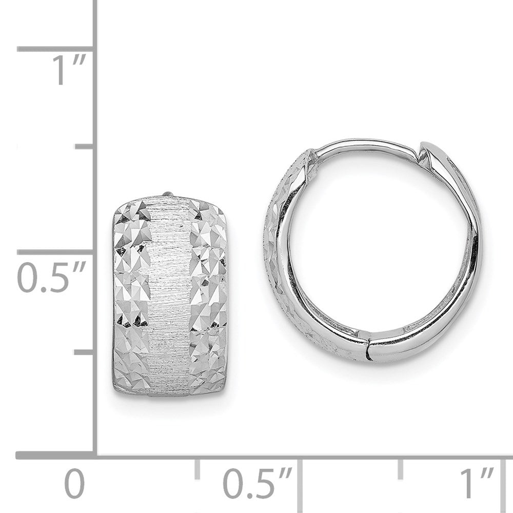 14K Weißgold Diamantiert Strukturiert Creolen