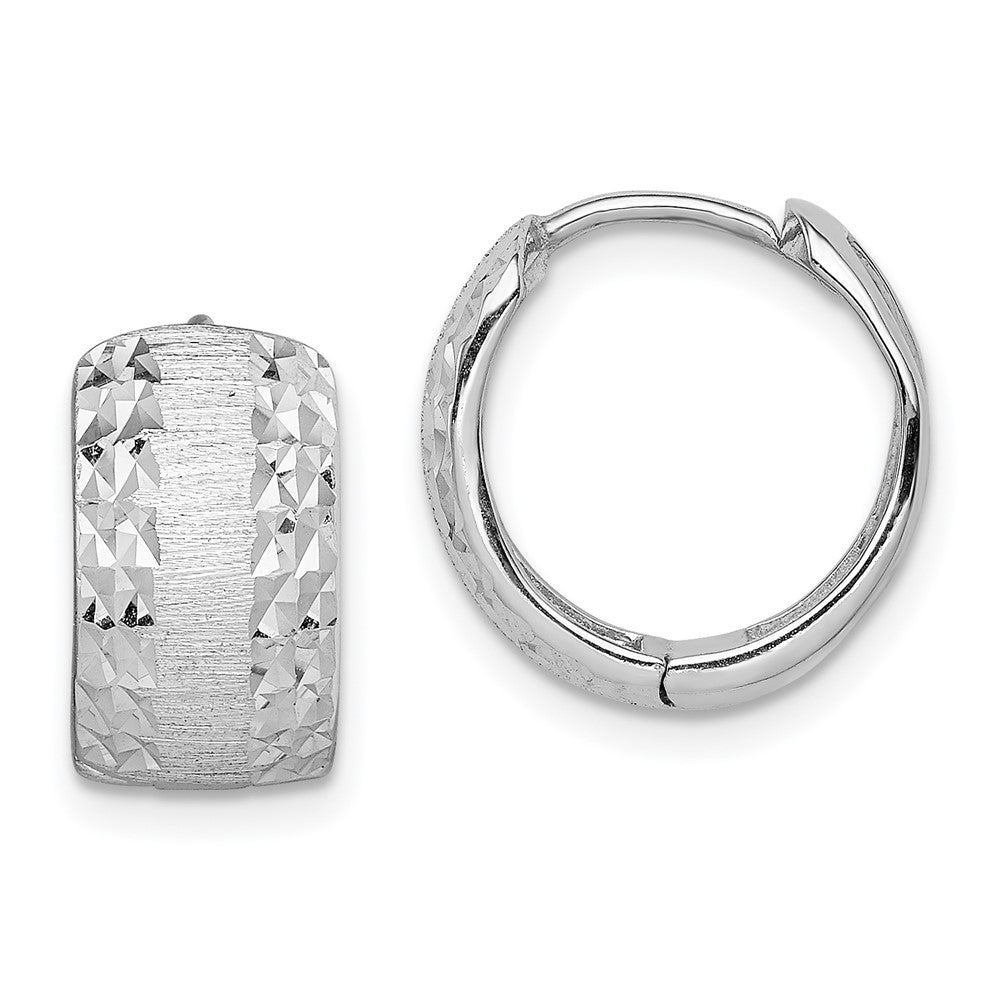 14K Weißgold Diamantiert Strukturiert Creolen