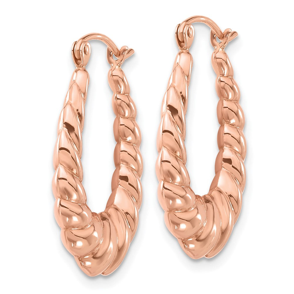 14K Roségold Poliert Gedreht Hohl Creolen