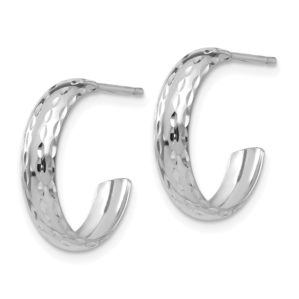 14K Weißgold Diamantiert 3.5mm J- Creolen