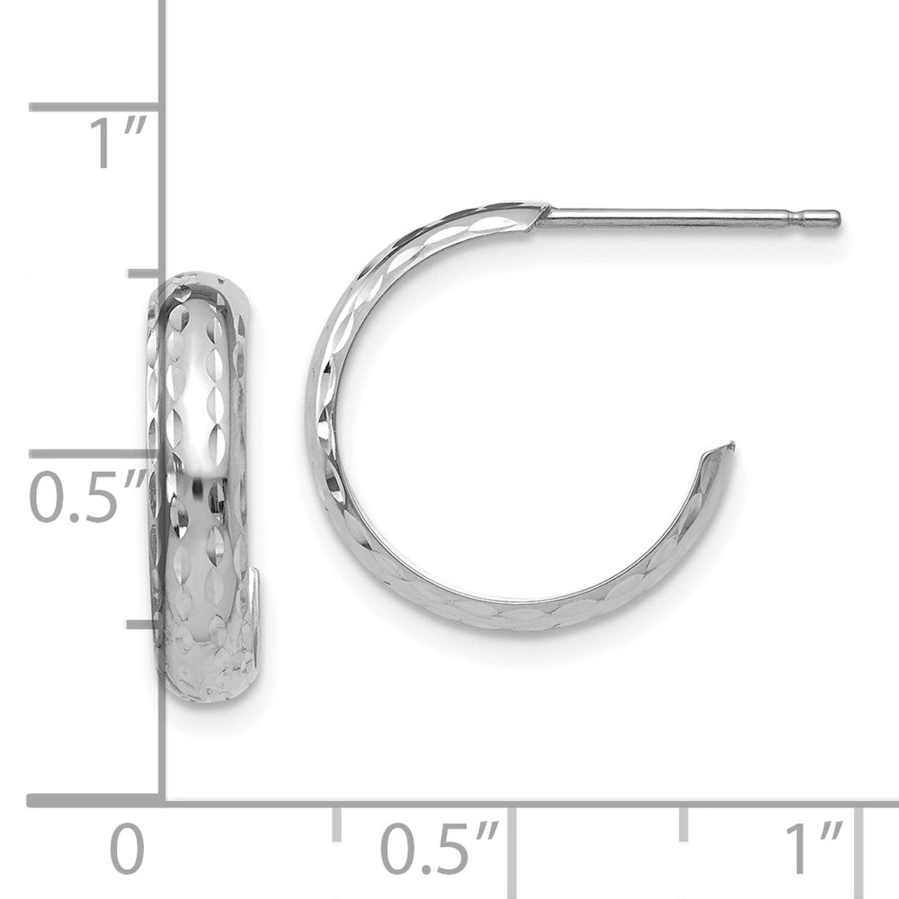 14K Weißgold Diamantiert 3.5mm J- Creolen