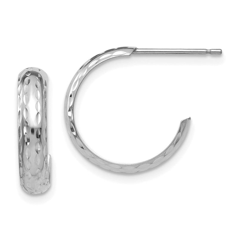 14K Weißgold Diamantiert 3.5mm J- Creolen