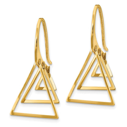 14K Gelbgold Dreifach Dreieck Ohrhänger