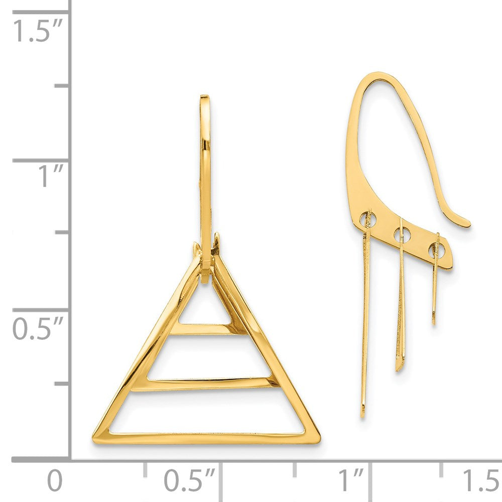 14K Gelbgold Dreifach Dreieck Ohrhänger