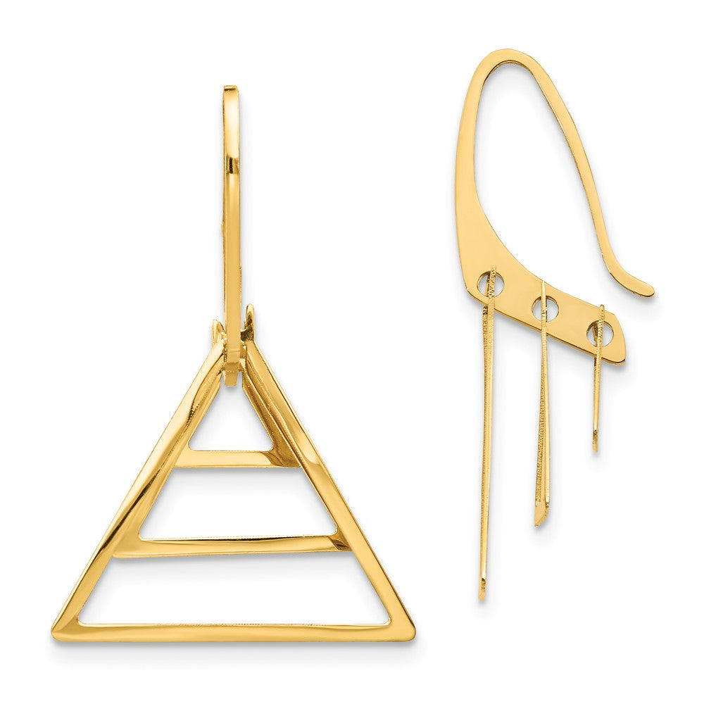 14K Gelbgold Dreifach Dreieck Ohrhänger
