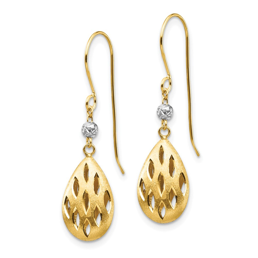 14K Bicolor Diamantiert Tropfen Ohrhänger