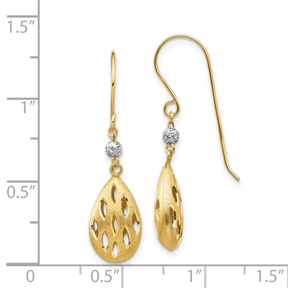 14K Bicolor Diamantiert Tropfen Ohrhänger