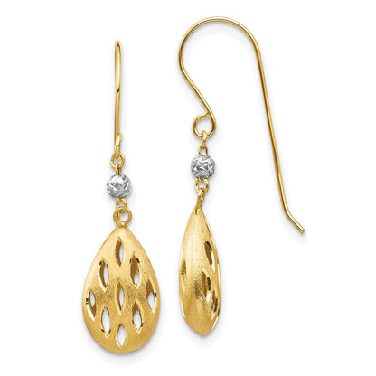14K Bicolor Diamantiert Tropfen Ohrhänger