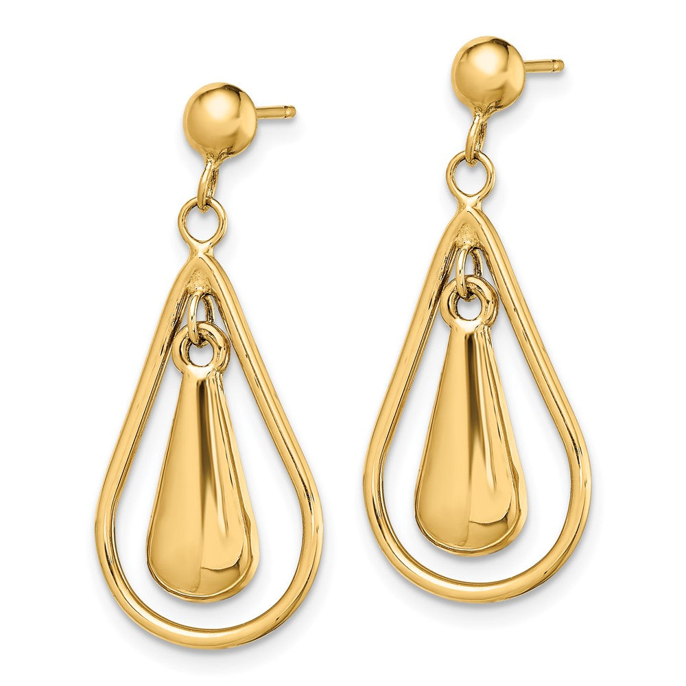 14K Gelbgold Poliert Hängend Ohrstecker