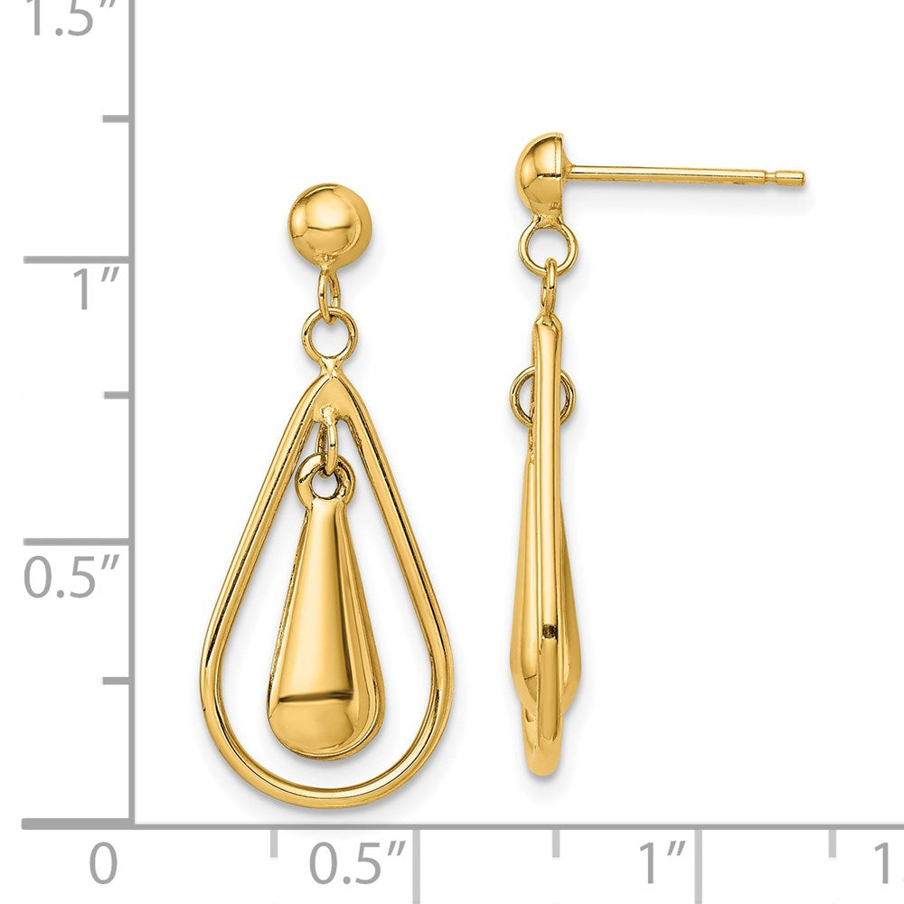14K Gelbgold Poliert Hängend Ohrstecker