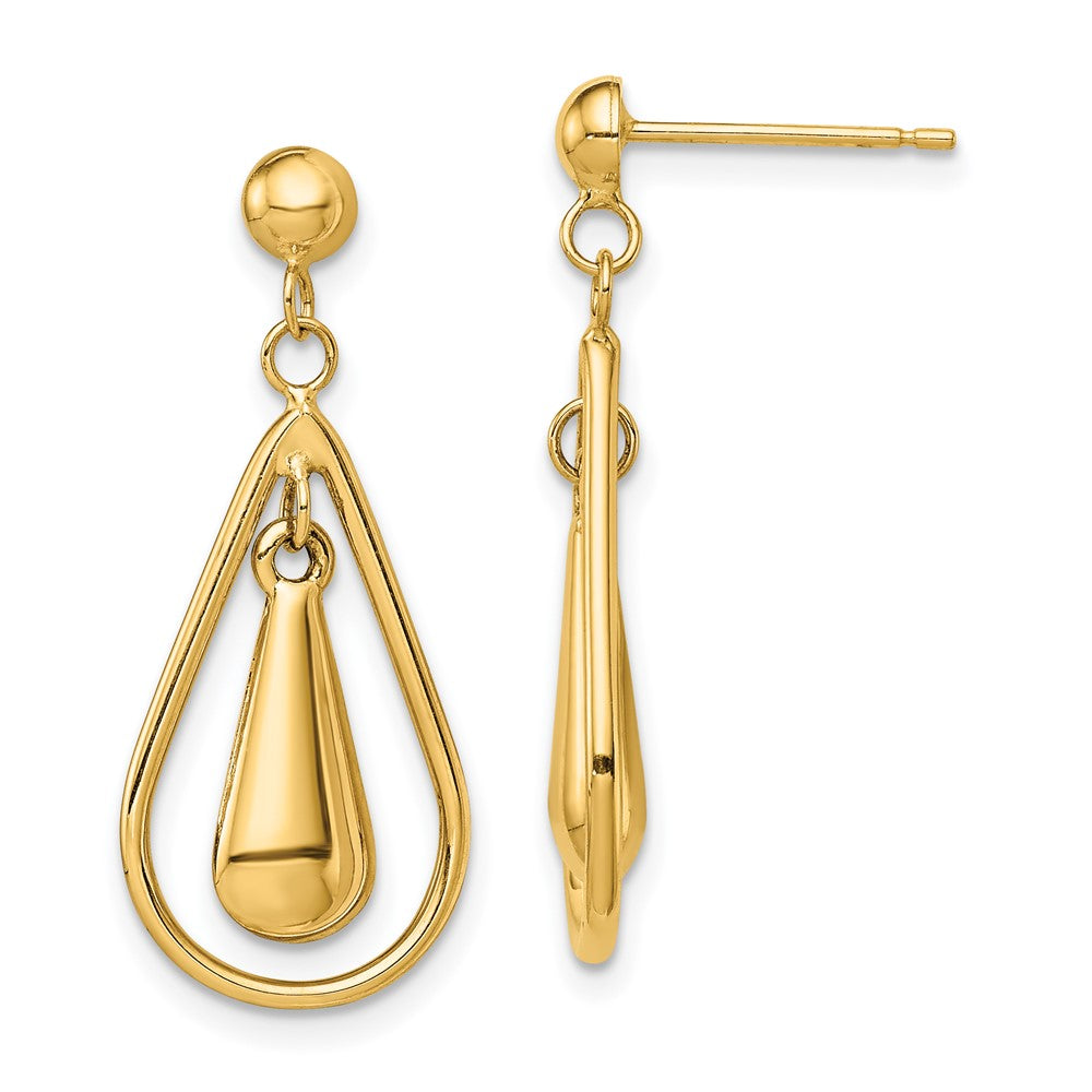 14K Gelbgold Poliert Hängend Ohrstecker
